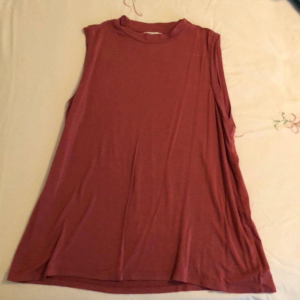 Jersey Sleeveless Boxy Mock-Neck Shirt